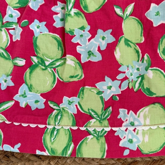 Janie & Jack Size 4 Pink & Green Fruit Market Dress Apple Print Pleated - Picture 2 of 6